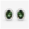 Image 1 : 14KT Yellow Gold 1.92ctw Green Tourmaline and White Diamond Earrings