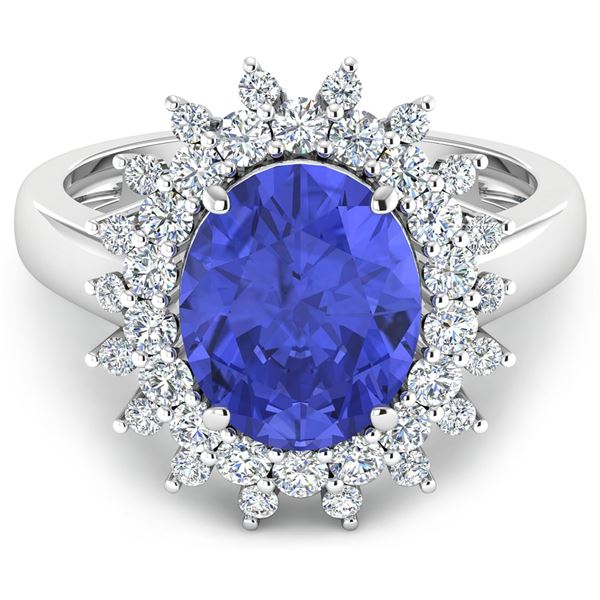 14KT White Gold 3.43ct Tanzanite and Diamond Ring