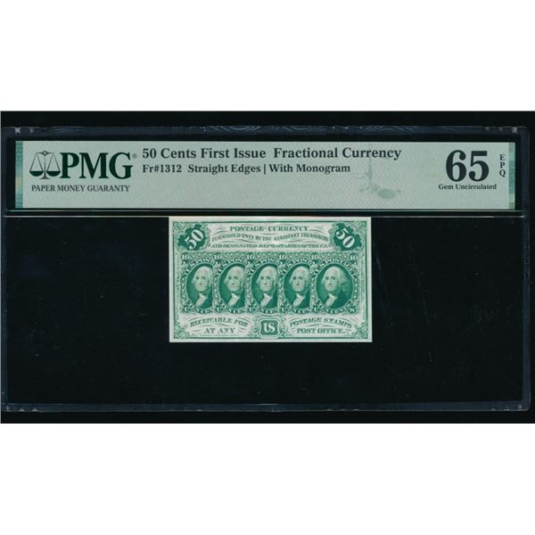 50 Cent First Issue Fractional PMG 65EPQ