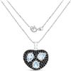 Image 1 : Plated Rhodium 1.44ctw Blue Topaz and Black Spinal Pendant with Chain