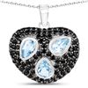 Image 2 : Plated Rhodium 1.44ctw Blue Topaz and Black Spinal Pendant with Chain