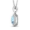 Image 2 : 14KT White Gold 0.96ct Aquamarine and Diamond Pendant with Chain