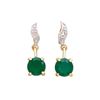 Image 1 : Plated 18KT Yellow Gold 1.22cts Green Agate and Diamond Earrings