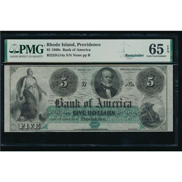 1860's $5 Providence RI Obsolete PMG 65EPQ