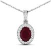 Image 1 : 14KT White Gold 1.50ct Ruby and Diamond Pendant with Chain