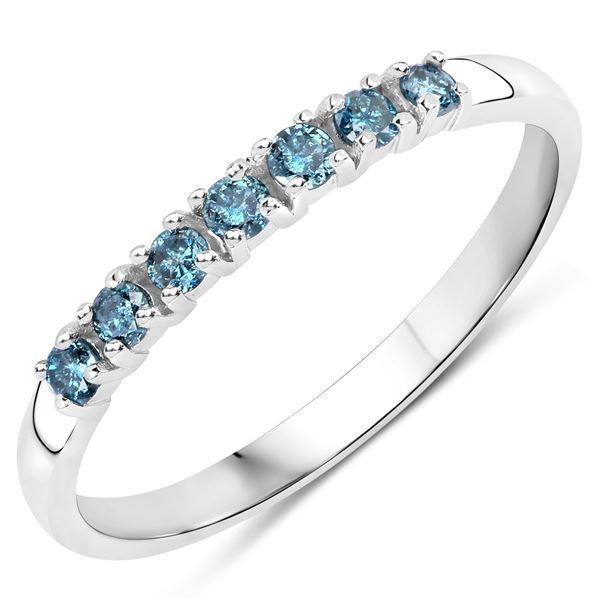 14KT White Gold 0.22ctw Blue Diamond Ring