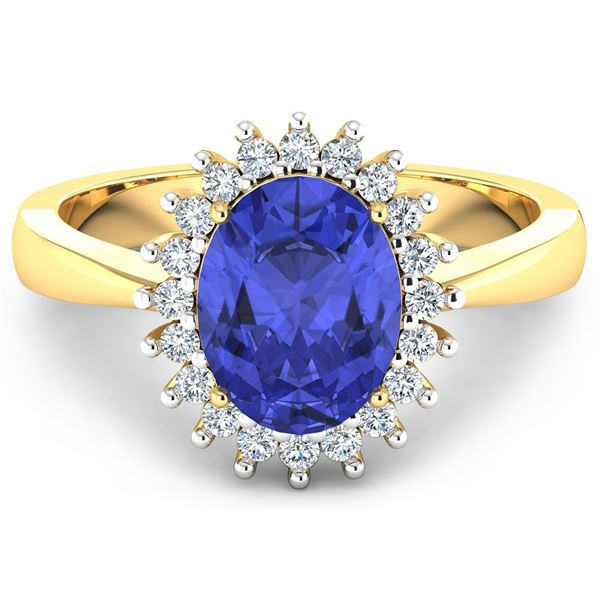 14KT Yellow Gold 1.09ct Tanzanite and Diamond Ring