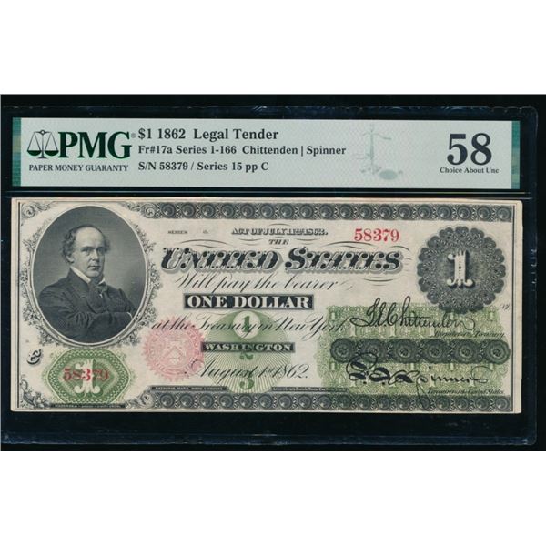 1862 $1 Legal Tender Note PCGS 58