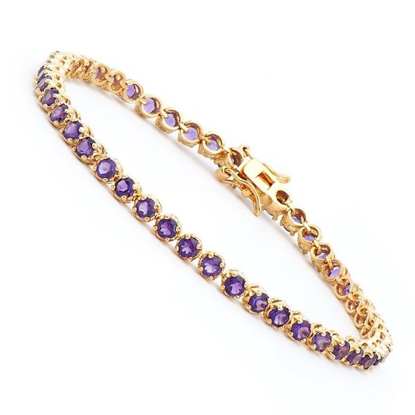 Plated 18KT Yellow Gold 4.35ctw Amethyst Bracelet