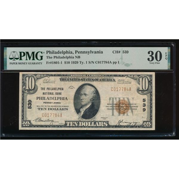 1929 $10 Philadelphia PA National PMG 30EPQ