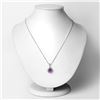 Image 4 : Plated Rhodium 1.80ct Amethyst and Diamond Pendant with Chain