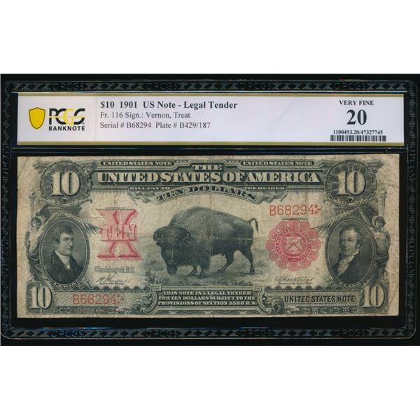 1901 $10 Bison Legal Tender Note PCGS 20