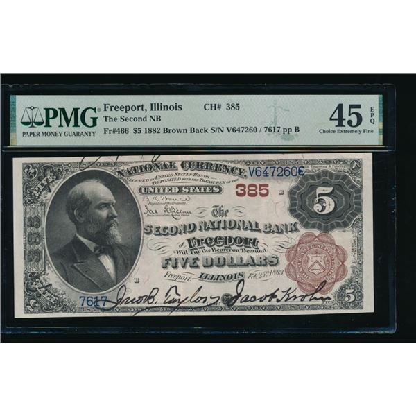 1882 $5 Freeport IL National PMG 45EPQ