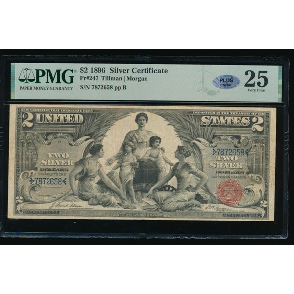 1896 $2 Educational Silver Certificate PMG 25