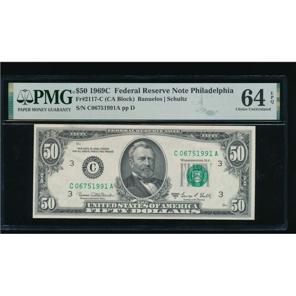 1969C $50 Philadelphia FRN PMG 64EPQ