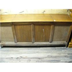 AM/FM radio console with turn table "The Voice of Music"; record albums (99)