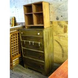 5-drawer dresser; small homemade 4-compartmented unit (99)