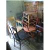 Image 1 : Lot of 6 chairs: 3 matching; 1 on wheels; 1 antique (99)