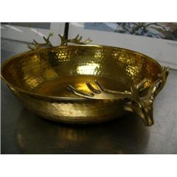 Hand Hammered 15" Brass Stag head bowl (2)