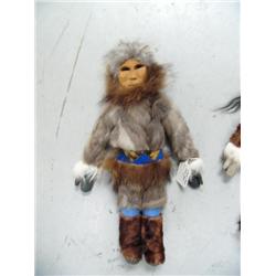 18" Doll by Martha Lonsdale Pilot Point, AK  and has Birch Bark Base, Weasel Parka and Pants, Wolf R