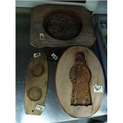 Group of 4 Wood Dutch Cookie Molds (74)