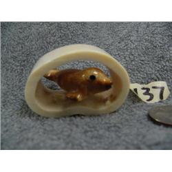 2" Fossilized Ivory seal in White Ivory Halo by Jerome Saclamana (74)