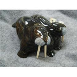 Beautiful soapstone 6" walruses (74)