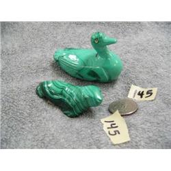 2 Malachite carvings from Russia, Duck and a Seal (2)