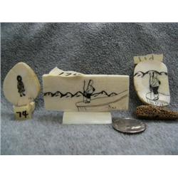 3 Ivory Scrimshawed pieces by Carson Sockpick (2)