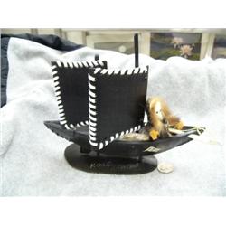 10" Baleen Ship with Ivory Faced Harpooner by Rosie Kikselak 431F