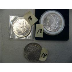 Lot of 3 silver dollars: b. u. 1883 O; 1889 Philadelphia u.; 1884 Philadelphia (3)