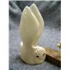 Image 2 : 3 Pieces:   1 1/2" fossilized Ivory Bear,  2" Soapstone Box and 3" Ivory carving of Birdman (2)