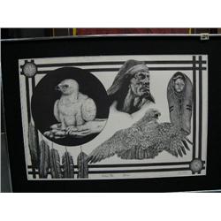 Signed and numbered print 45/150 by Hellex no glass- frame size 25" x 35"