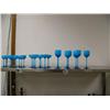 Image 1 : Set of Italian cobalt blue and wite inside 23 goblets with stems (500)
