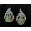 Image 1 : Peridot and Diamond Earrings 10 K yellow gold- Peridot are pear, faceted, approx. 1.00 carats, trans