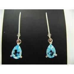 Blue Topaz Earrings 14 K yellow gold- blue topaz are pear, faceted, approx. 1.50 carats, transparent