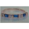 Image 1 : Sapphire and Diamond Lady's Ring 18 K yellow gold- sapphire are baguette, faceted, approx. 0.25 cara