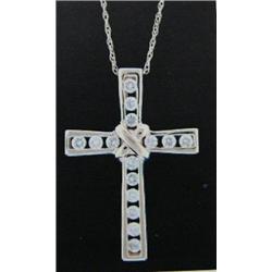 Diamond Cross Pendant and Chain 10 K yellow gold- diamonds are full cut, approx. 0.50 carats- estima