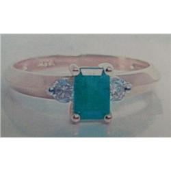 Emerald and Diamond Lady's Ring 14 K yellow gold- emerald is emerald cut, approx. 0.50 carats, semi-
