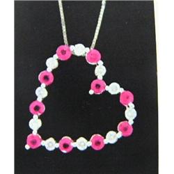 Ruby and Diamond Heart Pendant and Chain 14 K yellow gold- rubies are round, faceted, approx. 1.00 c
