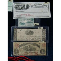 Lot of 4: bank check from Helena, Montana; 10 cent note from Summit County Bank 1862; 2 dollar check