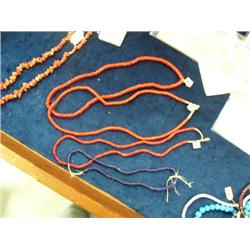 3 strands of red heart trade beads and 1 strand of cobalt blue (3)