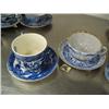 Image 1 : Blue willow cup and saucer and a Russian blue and white cup and saucer (74)