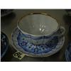 Image 4 : Blue willow cup and saucer and a Russian blue and white cup and saucer (74)