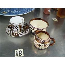 Wade Heath creamer and sugar and cup and saucer called Luster Ware (74)