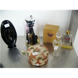 Group of 4 perfume bottles and 1 powder box (74)