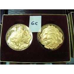 CHOICE on 9 sets of 2 commemorative silver medallions with 24 K gold overlay: Cattle Drive (3)