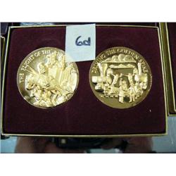 CHOICE on 9 sets of 2 commemorative silver medallions with 24 K gold overlay: Driving the Golden Spi