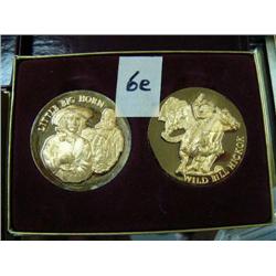 CHOICE on 9 sets of 2 commemorative silver medallions with 24 K gold overlay: Little Big Horn (3)