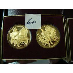 CHOICE on 9 sets of 2 commemorative silver medallions with 24 K gold overlay: Black Bart (3)